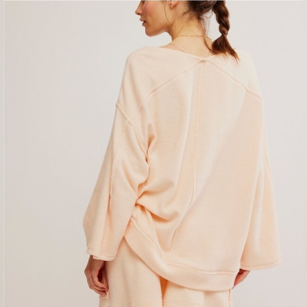 NWT Free People Day Off Fleece Set Peachy Cream - Picture 6 of 11